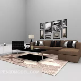 Leather Sofa Combination Furniture Set 3d model