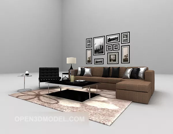 Leather Sofa Combination Furniture Set 3d model Leather Sofa Combination Furniture Set 3d model