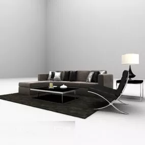 Brown Combination Furniture Set Sofa 3d model