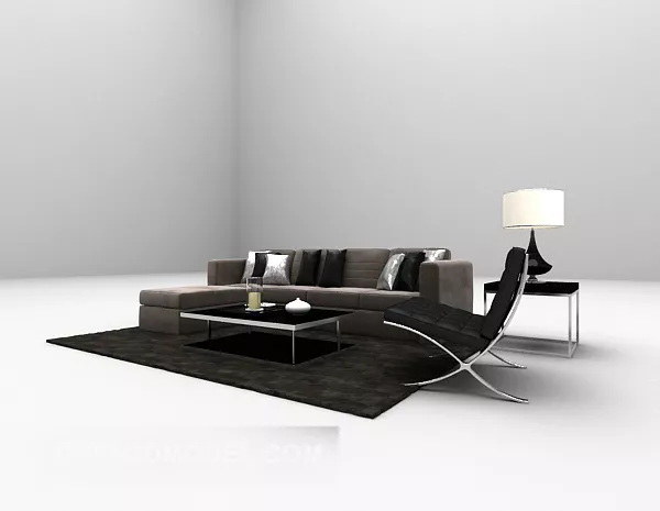 Brown Combination Furniture Set Sofa 3d model Brown Combination Furniture Set Sofa 3d model