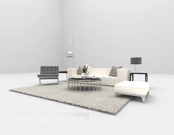 White Grey Combination Furniture Set Sofa 3d model White Grey Combination Furniture Set Sofa 3d model
