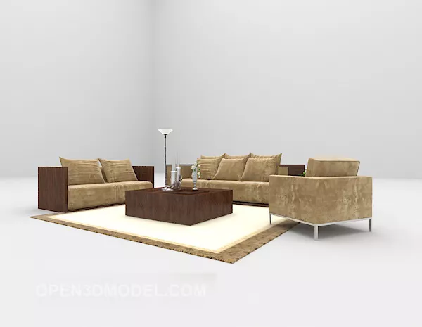 Brown Combination Furniture Set Sofa 3d model Brown Combination Furniture Set Sofa 3d model