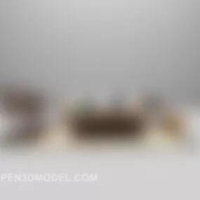 Chinese Wood Chair Combination Furniture 3d model