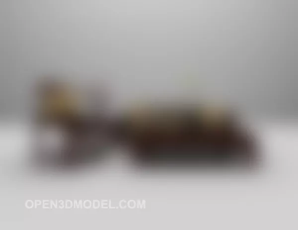 Wood Sofa With Table 3d model Wood Sofa With Table 3d model