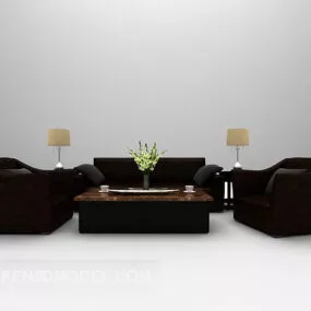 Brown Leather Combination Furniture Set 3d model