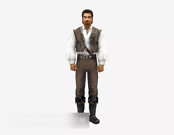 Business Man Walking White Shirt 3d model