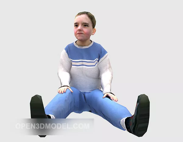 Sitting Boy Character 3d model Sitting Boy Character 3d model