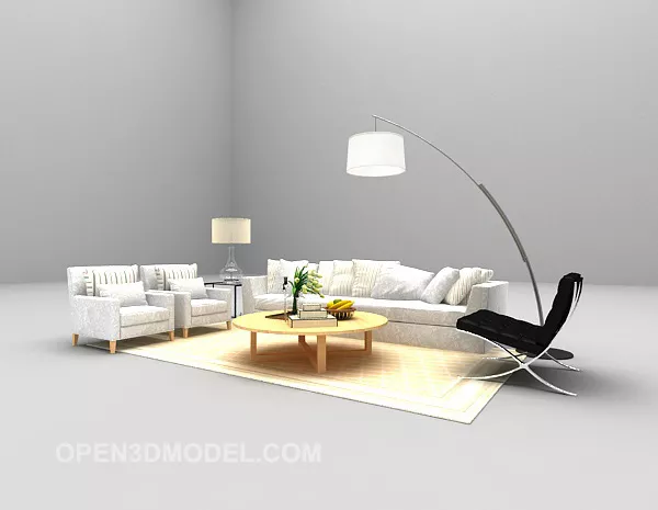 White Sofa Combination Furniture Set V1 3d model White Sofa Combination Furniture Set V1 3d model