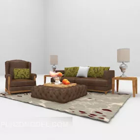 Leather Combination Furniture Set Sofa V1 3d model