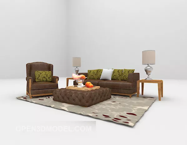 Leather Combination Furniture Set Sofa V1 3d model Leather Combination Furniture Set Sofa V1 3d model