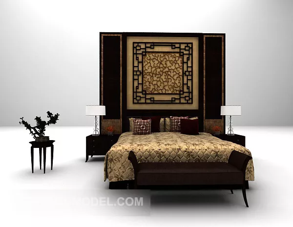 Furuniture European Classic Double Bed 3d model Furuniture European Classic Double Bed 3d model