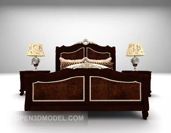European Luxury Double Bed V2 3d model European Luxury Double Bed V2 3d model
