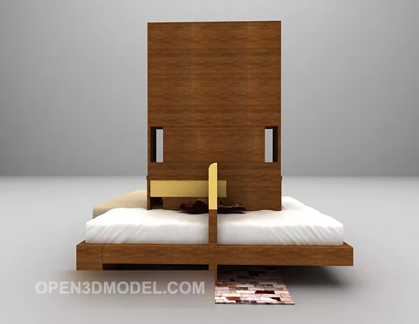 Simple Wood Bed With Cabinet 3d model Simple Wood Bed With Cabinet 3d model