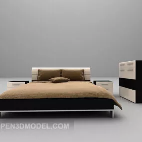 Modern Bed With Low Cabinet 3d model