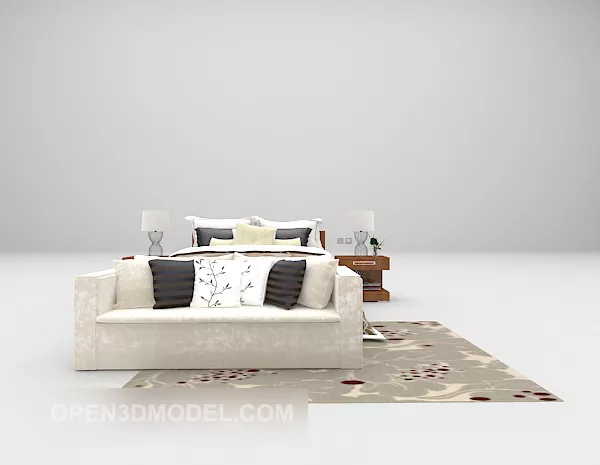 Fabric White Sofa With Bed 3d model Fabric White Sofa With Bed 3d model