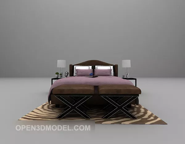Purple Bed 3d model Purple Bed 3d model
