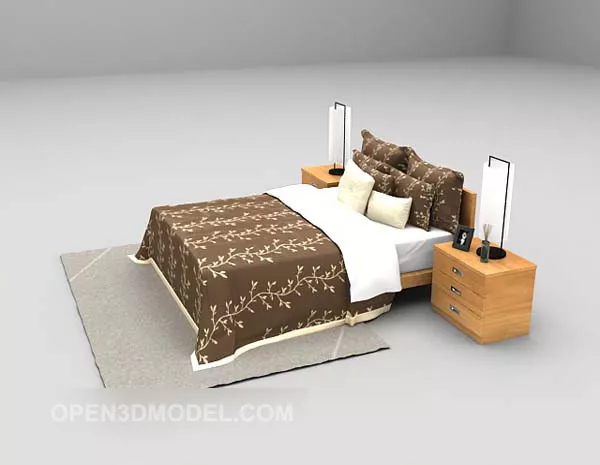 Modern Grey Double Bed Grey Carpet 3d model Modern Grey Double Bed Grey Carpet 3d model