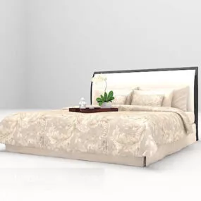 White Double Bed Large Full Set 3d model