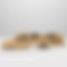 Leather Brown Combination Sofa 3d model