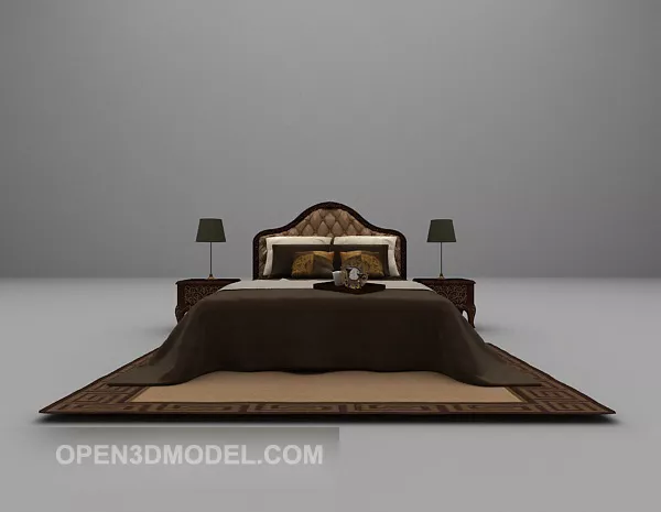 Hotel Brown Bed 3d model Hotel Brown Bed 3d model