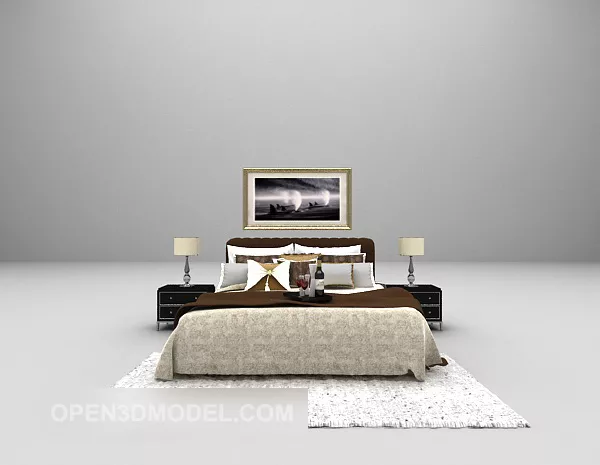 Home Modern Double Bed With Carpet 3d model Home Modern Double Bed With Carpet 3d model