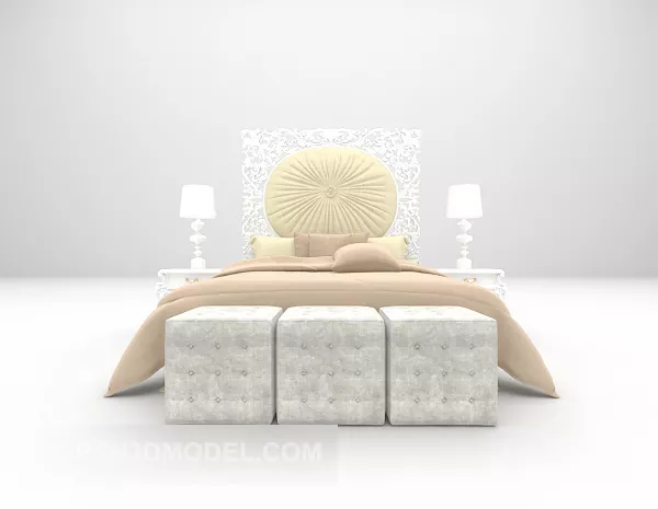 Elegant Warm Double Bed 3d model Elegant Warm Double Bed 3d model