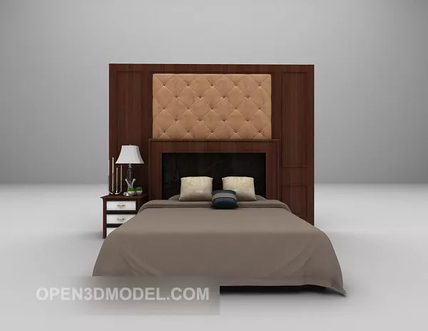 Double Bed With Brown Mattress 3d model Double Bed With Brown Mattress 3d model