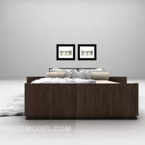 Wood Bed Minimalist 3d model