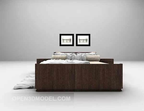 Wood Bed Minimalist 3d model Wood Bed Minimalist 3d model