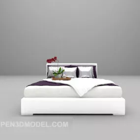 Minimalist White Double Bed Furniture 3d model