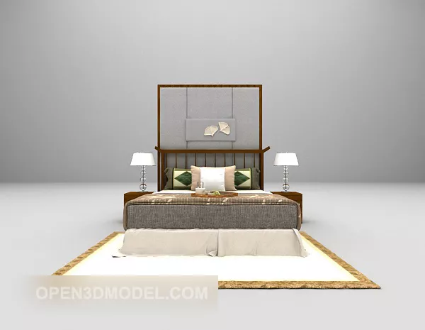 Bed Furniture With Carpet 3d model Bed Furniture With Carpet 3d model