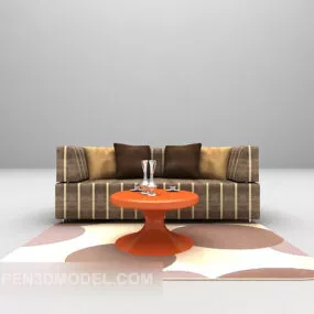 Modern Double Sofa Table With Carpet 3d model