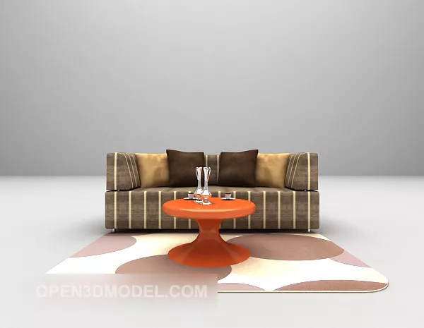 Modern Double Sofa Table With Carpet 3d model Modern Double Sofa Table With Carpet 3d model