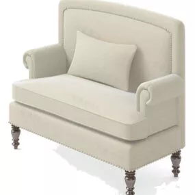 European Beige Leather Single Sofa 3d model