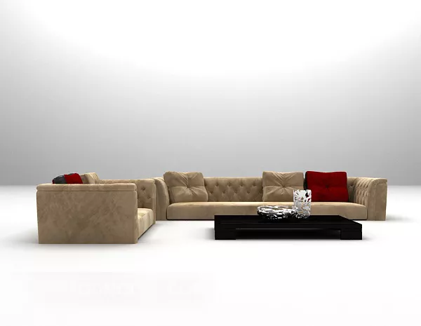 Brown Velvet Combination Sofa Furniture 3d model Brown Velvet Combination Sofa Furniture 3d model