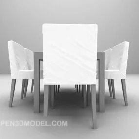 Modern White Table And Chair Furniture 3d model