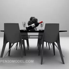 Wood Grey Dining Table Furniture 3d model
