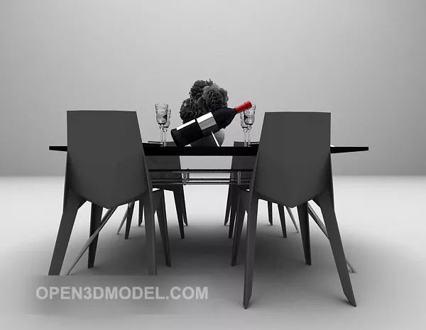 Wood Grey Dining Table Furniture 3d model Wood Grey Dining Table Furniture 3d model