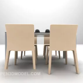 Modern Glass Table Chair Furniture 3d model