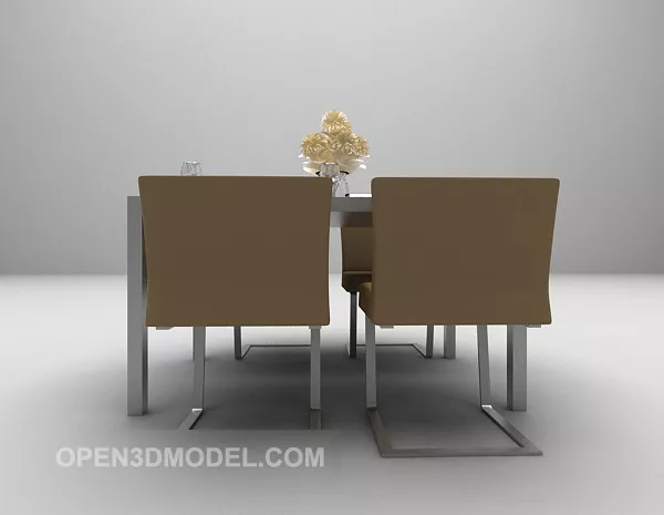 Brown Dinning Table And Chair Combination 3d model Brown Dinning Table And Chair Combination 3d model