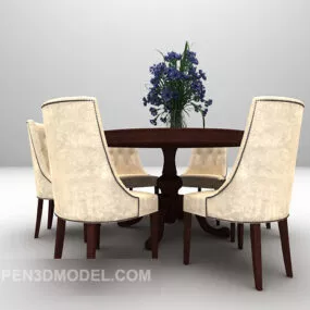 European Round Table And Chair Furniture 3d model