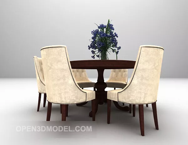 European Round Table And Chair Furniture 3d model European Round Table And Chair Furniture 3d model