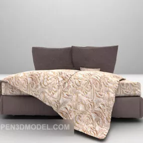 Double Bed Furniture Vintage Blanket 3d model