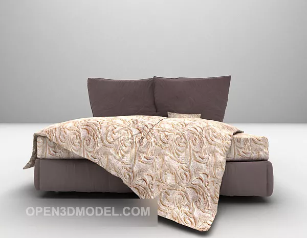 Double Bed Furniture Vintage Blanket 3d model Double Bed Furniture Vintage Blanket 3d model