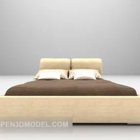 Simple Style Wood Double Bed Furniture 3d model