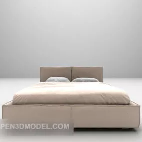 Modern Brown Double Bed Furniture V1 3d model