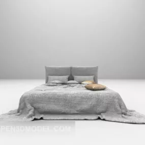 Grey Double Bed Furniture 3d model