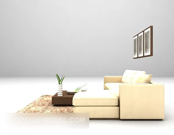 Combination Yellow Sofa Furniture 3d model Combination Yellow Sofa Furniture 3d model