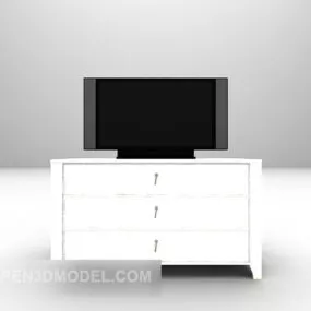 White Tv Cabinet Furniture V1 3d model
