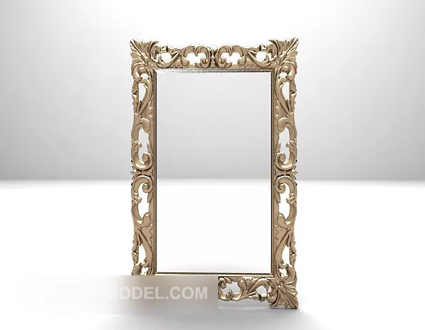 Gold Rectangular Frame Carving Furniture 3d model Gold Rectangular Frame Carving Furniture 3d model